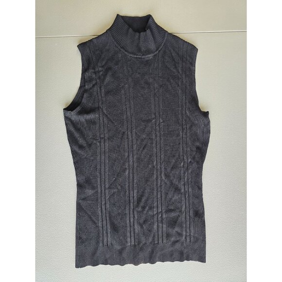 Sleeveless Black Ribbed Knit Mock Turtleneck Sweater Top By Dressbarn Size S - Picture 1 of 5
